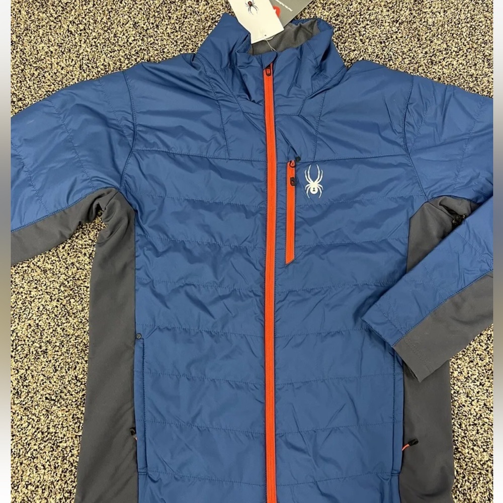 Spyder Glissade Insulated Jacket Abyss Volcano 2023 Dwr Primaloft Black Sz Small